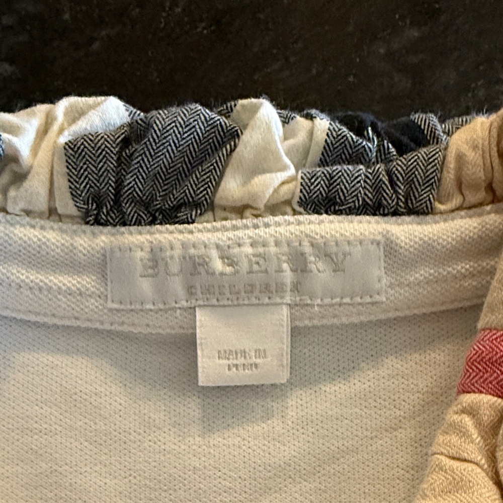 Kids Burberry White Polo Shirt with Ruffled Collar - Picture 2 of 3